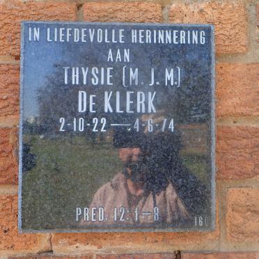 KLERK Thysie M.J.M., de 1922-1974