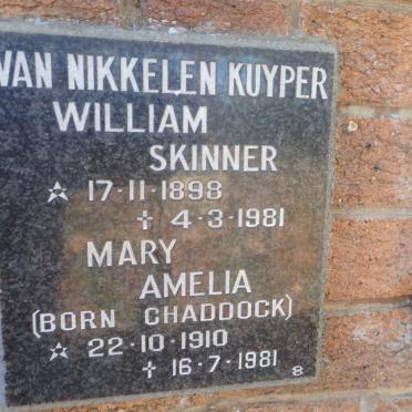 KUYPER William Skinner, VAN NIKKELEN 1898-1981 &amp; Mary Amelia CHADDOCK 1910-1981