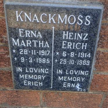 KNACKMOSS Heinz Erich 1914-1989 &amp; Erna Martha 1917-1985