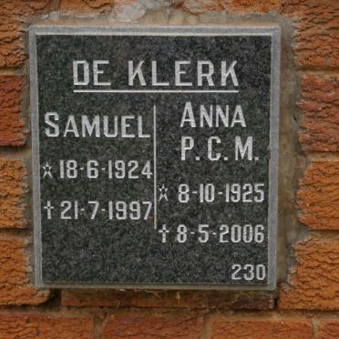 KLERK Samuel, de 1924-1997 &amp;  Anna P.C.M. 1925-2006