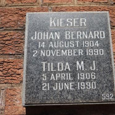 KIESER Johan Bernard 1904-1990 &amp; Tilda M.J. 1906-1990