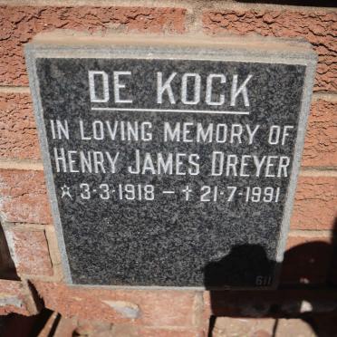 KOCK Henry James Dreyer, de 1918-1991