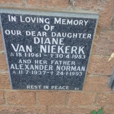NIEKERK Alexander Norman, van 1937-1993 :: NIEKERK Diane, van 1961-1983