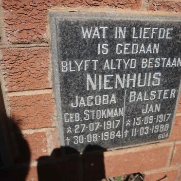 NIENHUIS Balster Jan 1917-1988 &amp; Jacoba STOKMAN 1917-1984