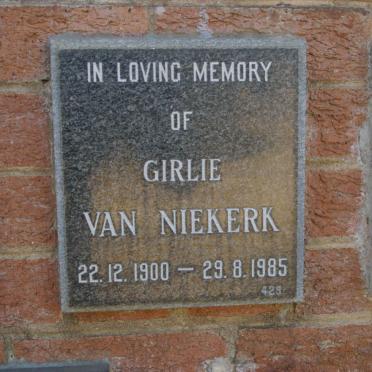 NIEKERK Girlie, van 1900-1985
