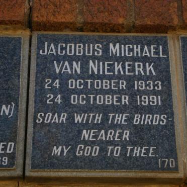 NIEKERK Jacobus Michael, van 1933-1991
