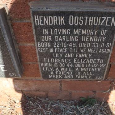 OOSTHUIZEN Hendrik 1949-1991 &amp; Florence Elizabeth 1944-1992