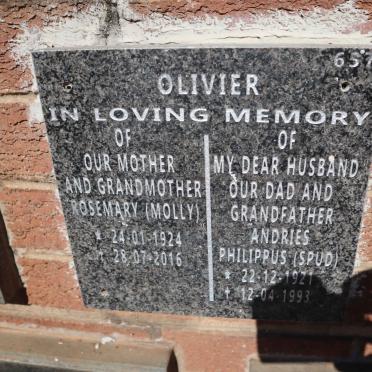 OLIVIER Andries Philippus 1921-1993 &amp; Rosemary 1924-2016
