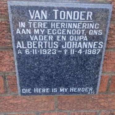 TONDER Albertus Johannes, van 1923-1987