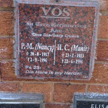 VOS H.C. 1913-1998 &amp; P.M 1917-1996