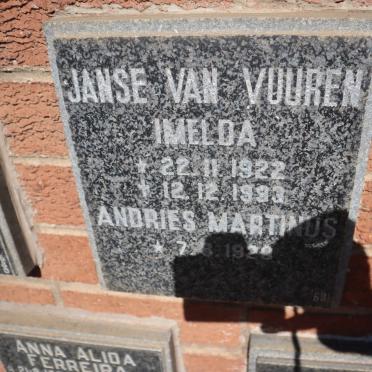 VUUREN Andries Martinus, Janse van 1928- &amp; Imelda 1922-1993