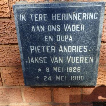 VUEREN Pieter Andries, Janse van 1926-1980
