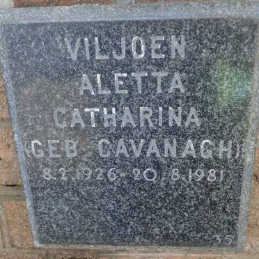 VILJOEN Aletta Catharina nee CAVANAGH 1926-1981