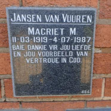 VUUREN Magriet M., Jansen van 1919-1987