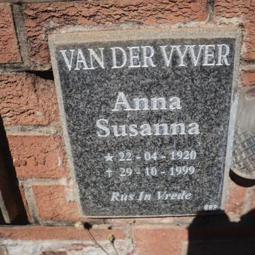 VYVER Anna Susanna, van der 1920-1999