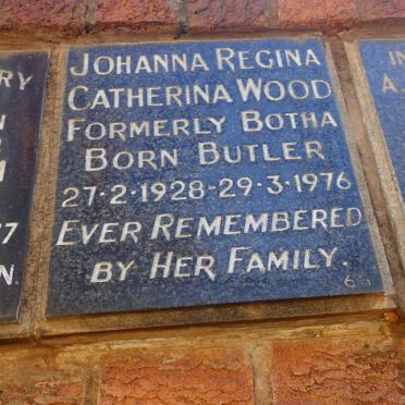 WOOD Johanna Regina Catherina formerly BOTHA nee BUTLER 1928-1976