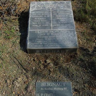 BLIGNAUT Hendrik P. -1967 & Caroline A.M. ROUX -1945 :: BLIGNAUT Jan H. -1944 :: BLIGNAUT H.P. 1916-1997