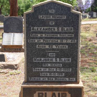 BLAIR Alexander -1943 &amp; Marjorie S. DENTON 1900-1981