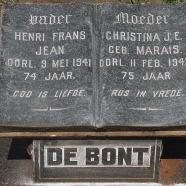 BONT Henri Frans Jean, de -1941 & Christina J.E. MARAIS -1942