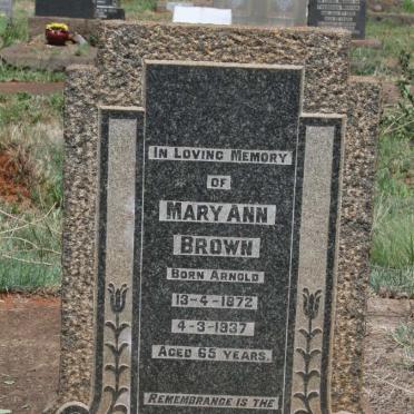 BROWN Mary Ann nee ARNOLD 1872-1937