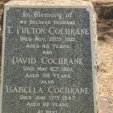 COCHRANE T. Fulton -1912 &amp; Isabella -1947 :: COCHRANE David -1931
