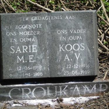 CROUKAMP A.V. 1916-1989 & M.E. 1918-1988