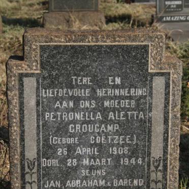CROUCAMP Petronella Aletta nee COETZEE 1908-1944