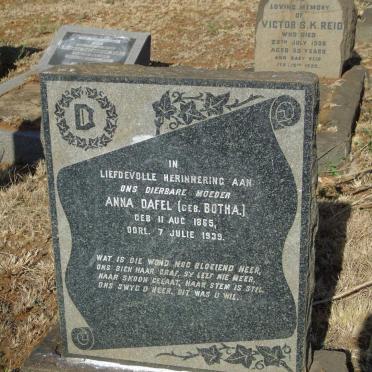 DAFEL Anna nee BOTHA  1865-1939