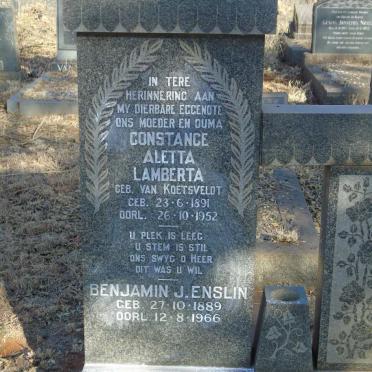 ENSLIN Benjamin J. 1889-1966 & Constance Aletta Lamberta VAN KOETSVELDT 1891-1952