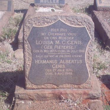 GENIS Hermanus Albertus 1870-1948 &amp; Louisa M. PIETERSE 1877-1941
