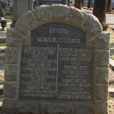 GILBERT John McDonald 1874-1945 &amp; Jessie Walker MAIR 1874-1945 :: GILBERT Jessie McD. 1904-1928 :: MAIR Jane 1862-1933
