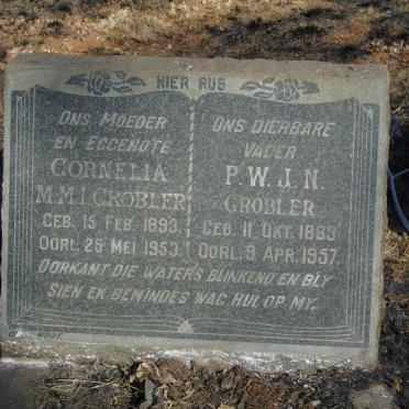 GROBLER P.W.J.N. 1883-1957 & Cornelia M.M.L 1893-1953