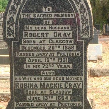 GRAY Robert 1858-1931 &amp; Robina Mackie 1864-1948