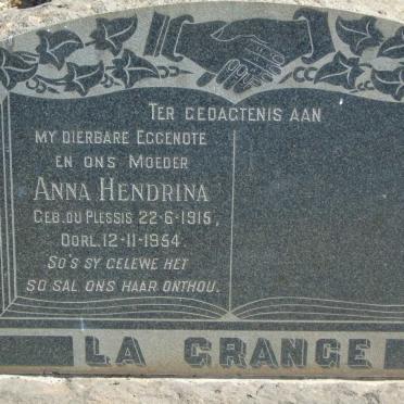 GRANGE Anna Hendrina, la nee DU PLESSIS 1915-1954