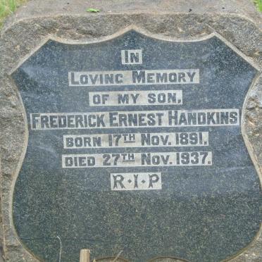 HANDKINS Frederick Ernest 1891-1937