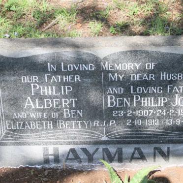 HAYMAN Ben Philip John 1907-1968 & Elizabeth 1913-1995 :: HAYMAN Philip Albert 