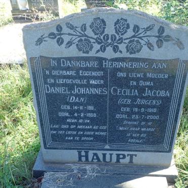 HAUPT Daniel Johannes 1911-1958 &amp; Cecilia Jacoba JURGENS 1910-2000