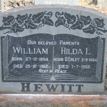 HEWITT William 1894-1962 & Hilda L. O'EHLEY 1904-1962