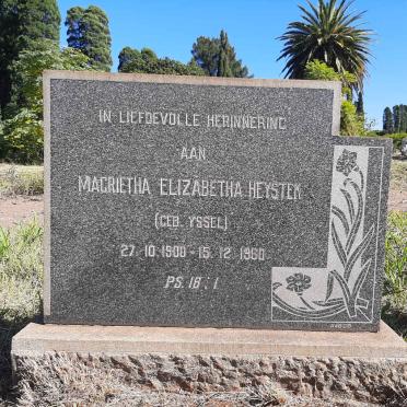 HEYSTEK Magrietha Elizabeth nee YSSEL 1900-1960