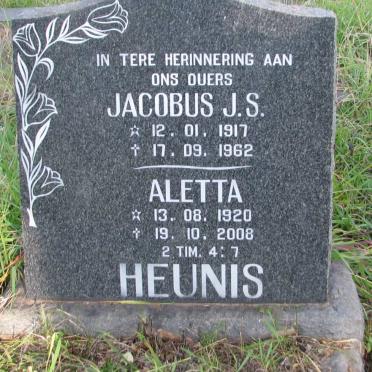 HEUNIS Jacobus J.S. 1917-1962 &amp; Aletta 1920-2008