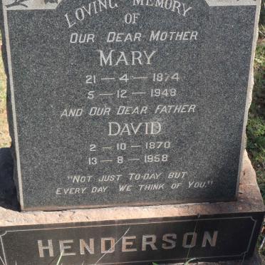 HENDERSON David 1870-1958 &amp; Mary 1874-1948