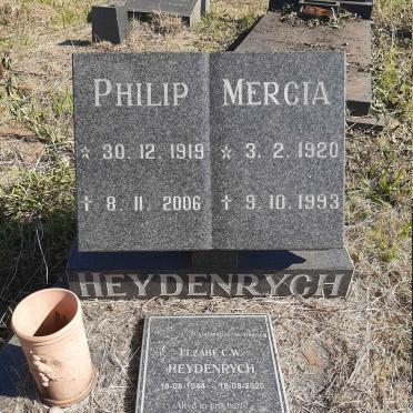 HEYDENRYCH Philip 1919-2006 &amp; Mercia 1920-1993 :: HEYDENRYCH Elzabe C.W. 1944-2020