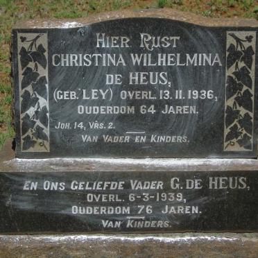 HEUS G., de -1939 & Christina Wilhelmina LEY -1936
