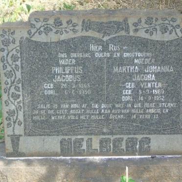 HELBERG Philippus Jacobus 1868-1950 & Martha Johanna Jacoba VENTER 1869-1952