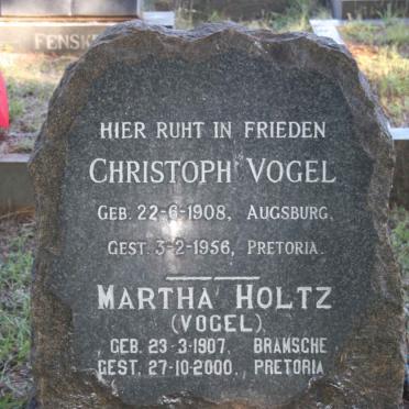 HOLTZ Martha nee VOGEL 1907-2000 :: VOGEL Christoph 1908-1956