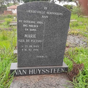 HUYSSTEEN Marie, van nee DU PLESSIS 1943-1996