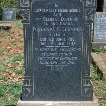 KABER Nicolaas Stephanus 1918-1949