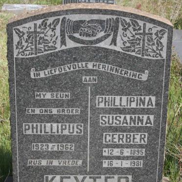 KEYTER Phillipina Susanna nee GERBER 1895-1981 :: KEYTER Phillipus 1923-1962