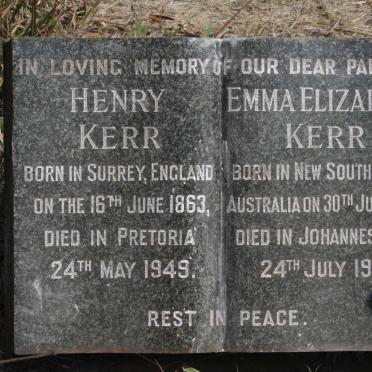 KERR Henry 1863-1949 &amp; Emma Elizabeth 1868-1951
