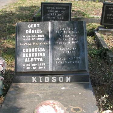 KIDSON Gert Daniel 1925-2008 &amp; Cornelia Hendrina Aletta 1933-2018